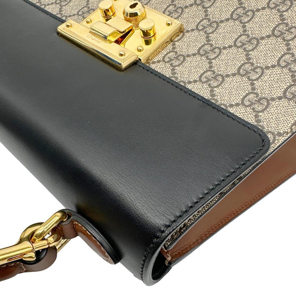 GUCCI Signature Padlock Small GG Supreme Monogram Top Handle Shoulder Bag Beige 453188