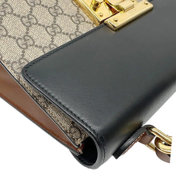 GUCCI Signature Padlock Small GG Supreme Monogram Top Handle Shoulder Bag Beige 453188