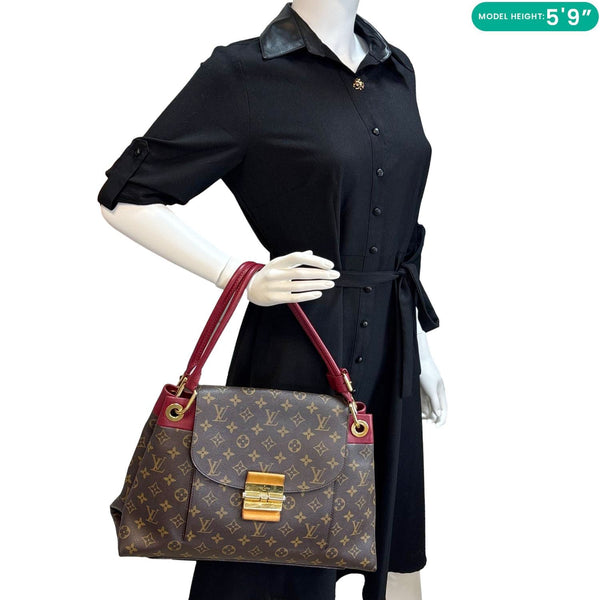 LOUIS VUITTON Olympe Monogram Canvas Satchel Shoulder Bag Bordeaux