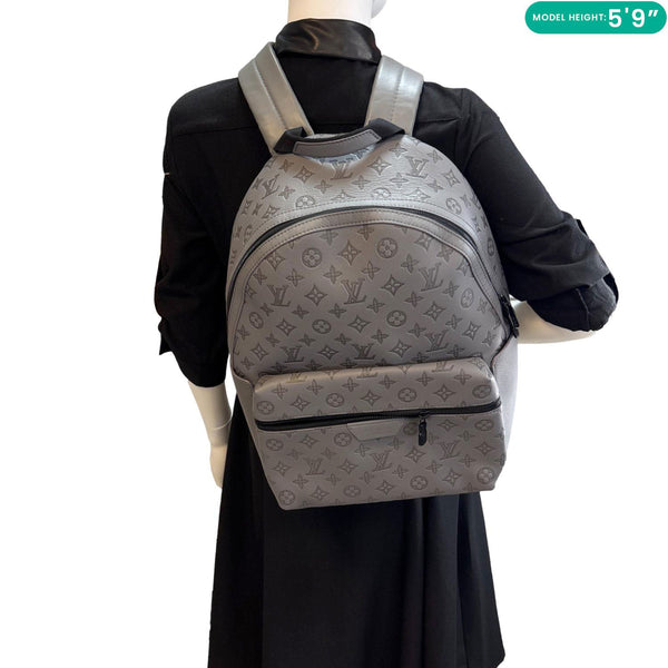 LOUIS VUITTON Discovery PM Calfskin Monogram Shadow Backpack Bag Grey