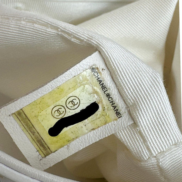 CHANEL Stitched Covered CC Flap Quilted Calfskin Leather Crossbody Bag White