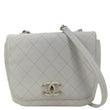 CHANEL Stitched Covered CC Flap Quilted Calfskin Leather Crossbody Bag White