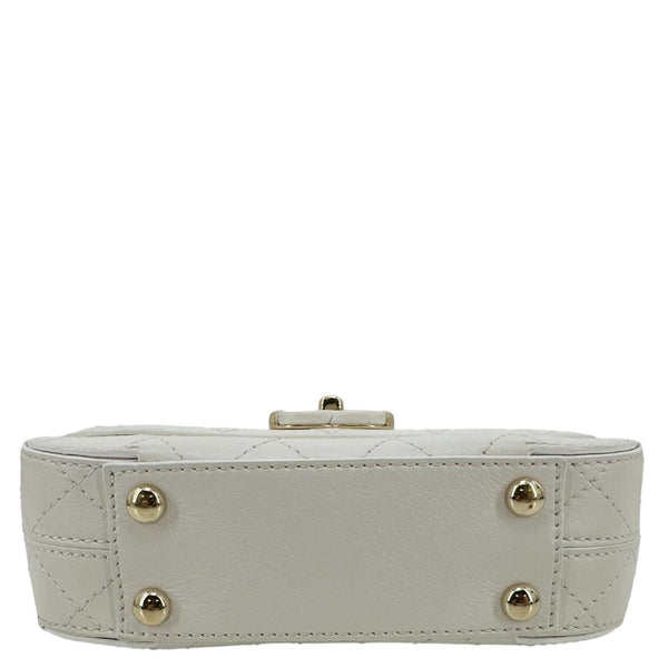 CHANEL Stitched Covered CC Flap Quilted Calfskin Leather Crossbody Bag White