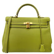 HERMES Kelly 35 Togo Leather Satchel Shoulder Bag Vert Anis
