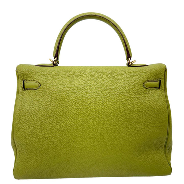 HERMES Kelly 35 Togo Leather Satchel Shoulder Bag Vert Anis
