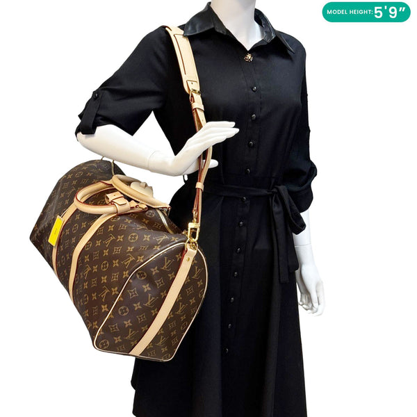 LOUIS VUITTON Keepall 45 Bandouliere Monogram Canvas Travel Bag Brown
