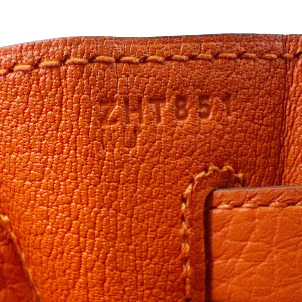 HERMES Kelly 28 Clemence Leather Shoulder Bag Orange