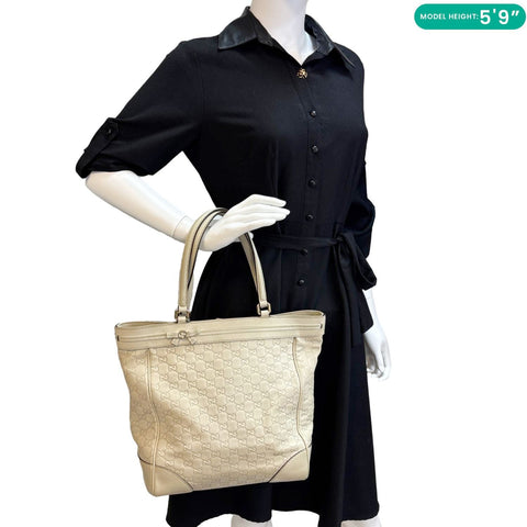 GUCCI Mayfair GG Calf Leather Tote Bag Cream 257062