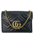 GUCCI GG Marmont Matelasse Leather Crossbody Chain Wallet Black 474575