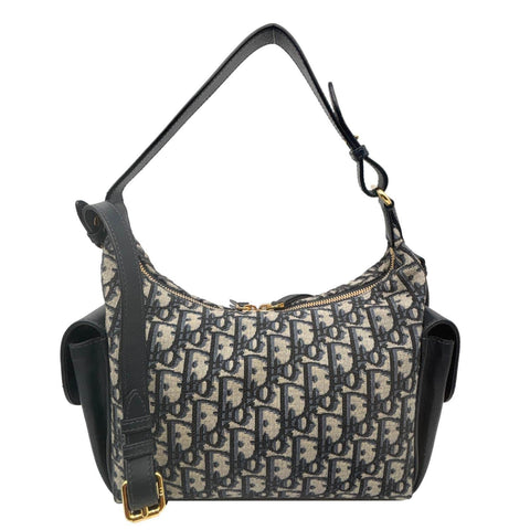 CHRISTIAN DIOR D-Dream Oblique Jacquard Crossbody Bag Navy Blue
