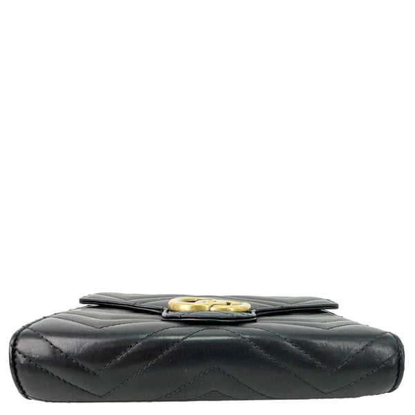 GUCCI GG Marmont Matelasse Leather Crossbody Chain Wallet Black 474575
