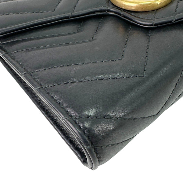 GUCCI GG Marmont Matelasse Leather Crossbody Chain Wallet Black 474575