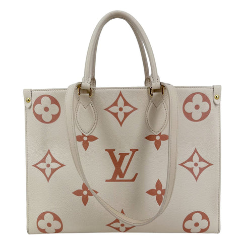 LOUIS VUITTON Onthego MM Giant Monogram Empreinte Leather Tote Bag Bicolor