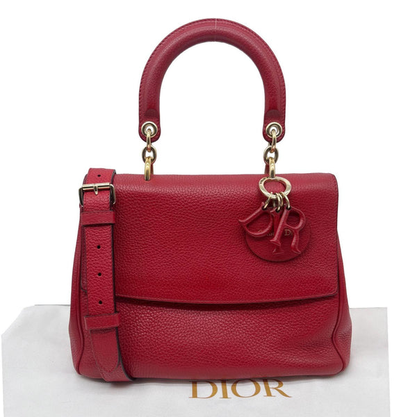 CHRISTIAN DIOR Be Dior Grained Calfskin Leather Shoulder Bag Red