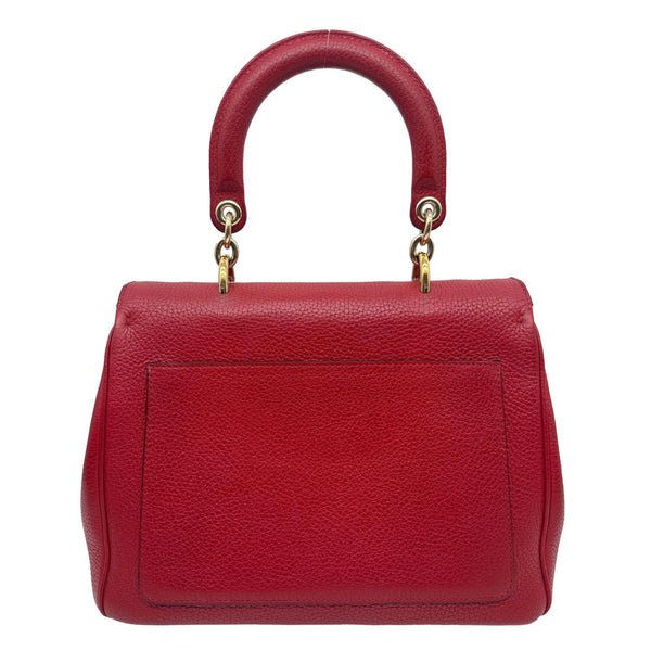 CHRISTIAN DIOR Be Dior Grained Calfskin Leather Shoulder Bag Red