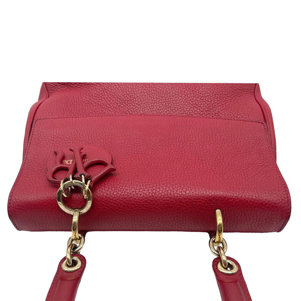 CHRISTIAN DIOR Be Dior Grained Calfskin Leather Shoulder Bag Red