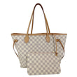 LOUIS VUITTON Neverfull MM Damier Azur Shoulder Bag Rose Ballerine