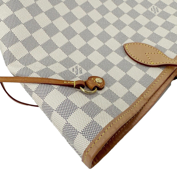 LOUIS VUITTON Neverfull MM Damier Azur Shoulder Bag Rose Ballerine