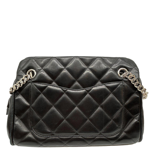 CHANEL CC Crown Quilted Lambskin Leather Tote Bag Black