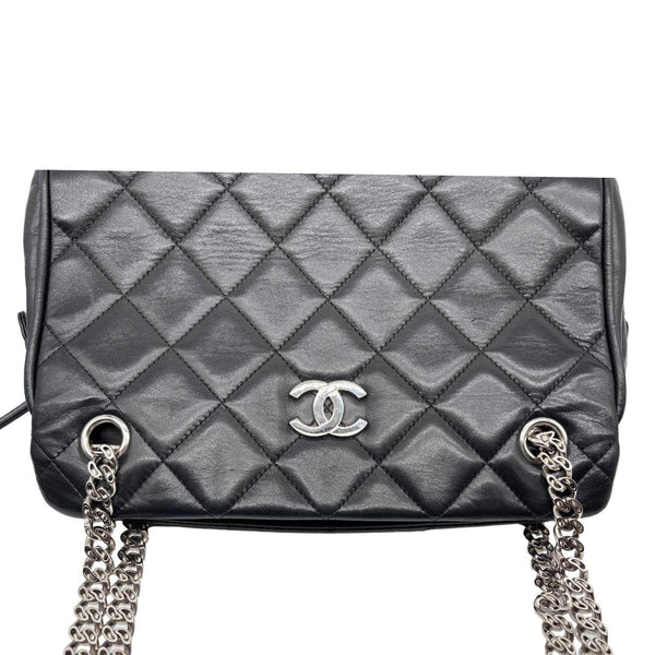CHANEL CC Crown Quilted Lambskin Leather Tote Bag Black