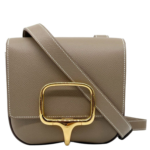 HERMES Della Cavalleria Mini Epsom Leather Shoulder Bag Etoupe