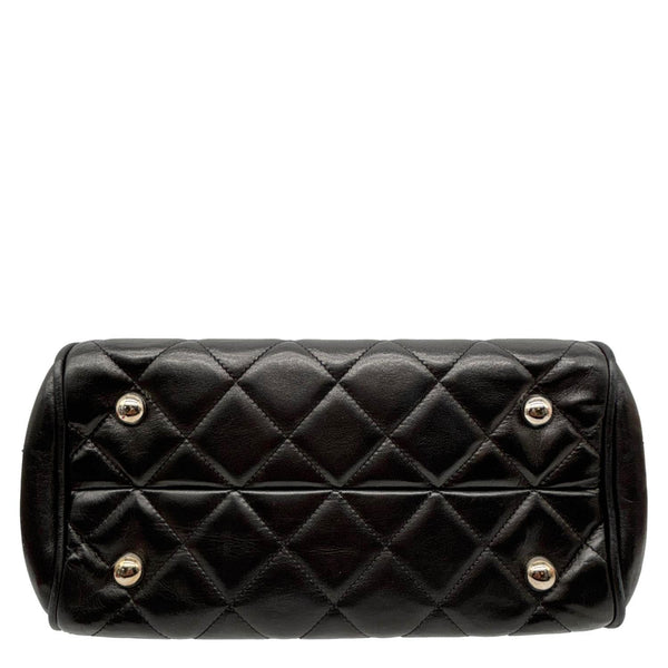 CHANEL CC Crown Quilted Lambskin Leather Tote Bag Black