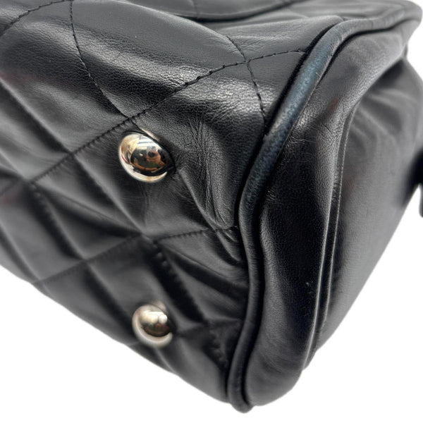 CHANEL CC Crown Quilted Lambskin Leather Tote Bag Black