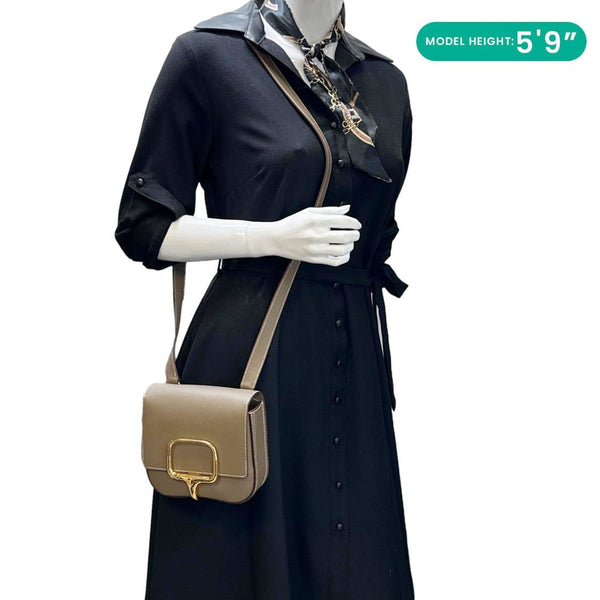 HERMES Della Cavalleria Mini Epsom Leather Shoulder Bag Etoupe