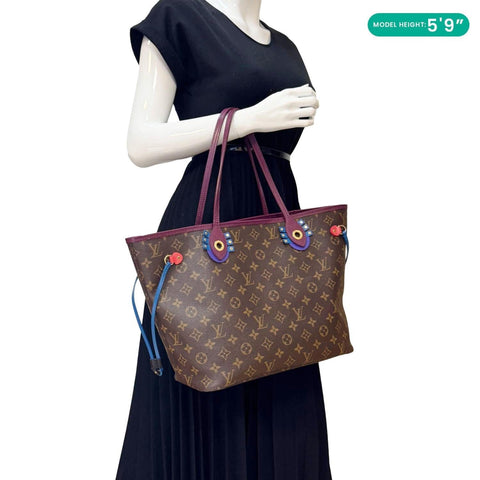 LOUIS VUITTON Neverfull MM Totem Monogram Canvas Shoulder Bag Magenta