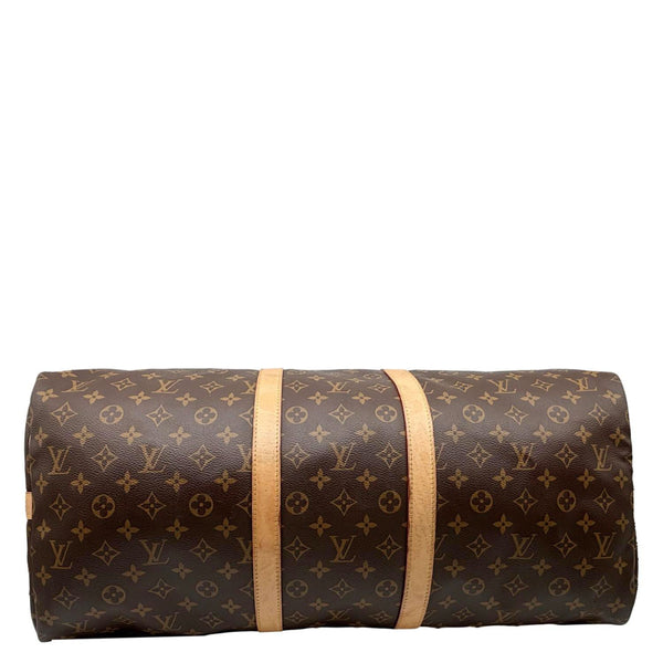 LOUIS VUITTON Keepall 55 Bandouliere Monogram Canvas Travel Bag Brown