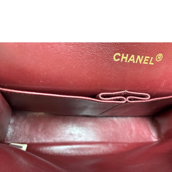 CHANEL Classic Medium Double Flap Quilted Lambskin Leather Shoulder Bag Black