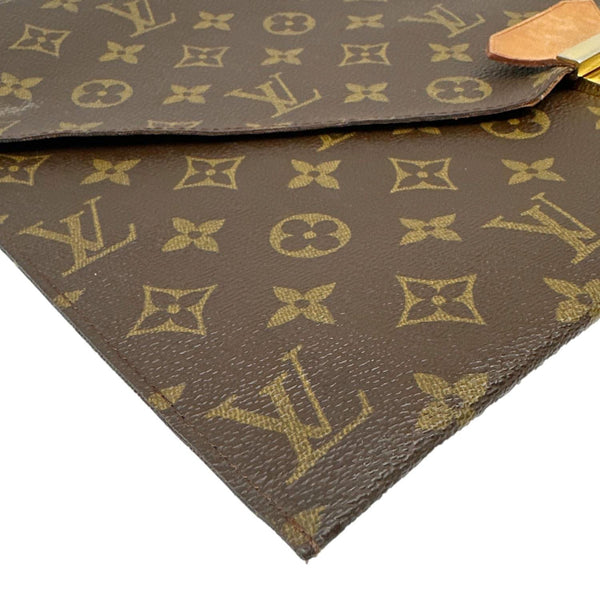 LOUIS VUITTON Poche Plate Envelope Monogram Canvas Clutch Brown