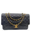 CHANEL Classic Medium Double Flap Quilted Lambskin Leather Shoulder Bag Black
