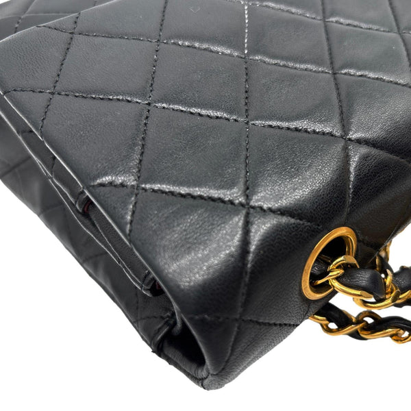 CHANEL Classic Medium Double Flap Quilted Lambskin Leather Shoulder Bag Black