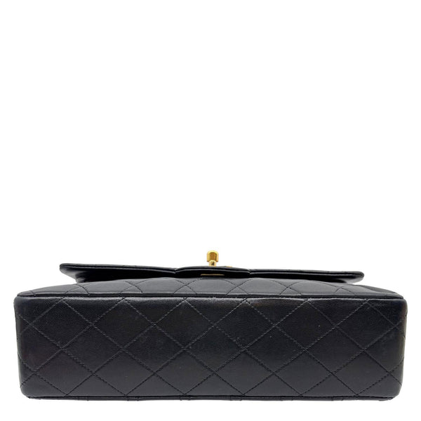 CHANEL Classic Medium Double Flap Quilted Lambskin Leather Shoulder Bag Black