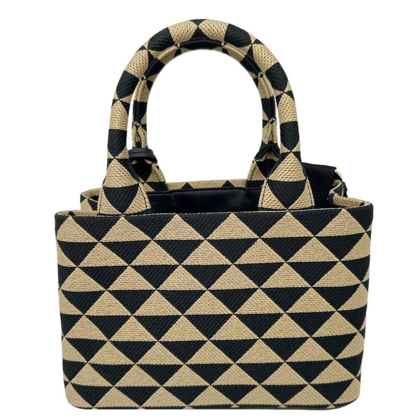 PRADA Symbole Embroidered Canvas Tote Bag Beige