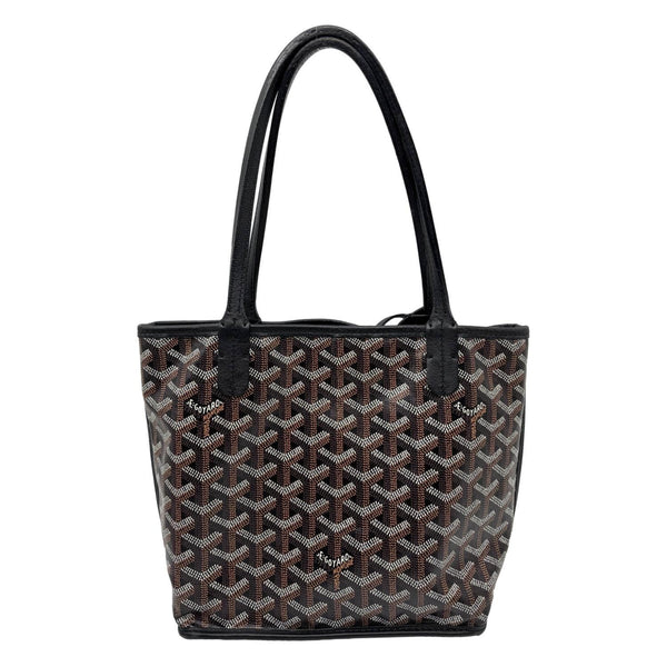 GOYARD Anjou Mini Chevron Canvas Tote Bag Black