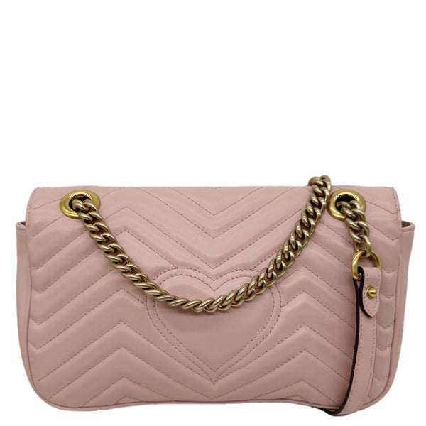 GUCCI GG Marmont Medium Matelasse Chevron Leather Crossbody Bag Pink 443497
