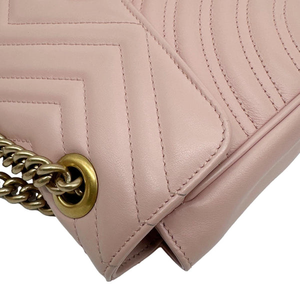GUCCI GG Marmont Medium Matelasse Chevron Leather Crossbody Bag Pink 443497