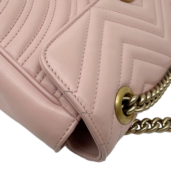 GUCCI GG Marmont Medium Matelasse Chevron Leather Crossbody Bag Pink 443497