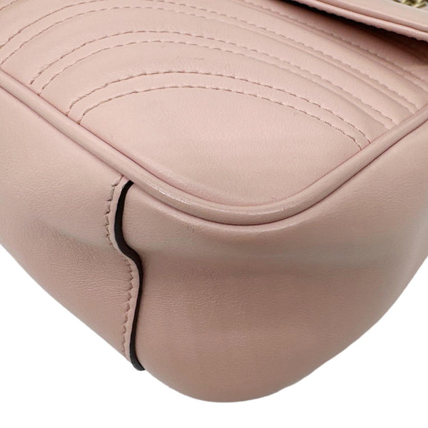 GUCCI GG Marmont Medium Matelasse Chevron Leather Crossbody Bag Pink 443497