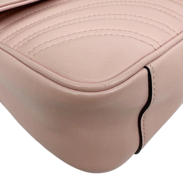 GUCCI GG Marmont Medium Matelasse Chevron Leather Crossbody Bag Pink 443497