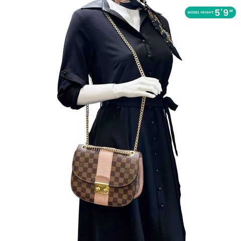 LOUIS VUITTON Wight Damier Ebene Shoulder Crossbody Bag Magnolia