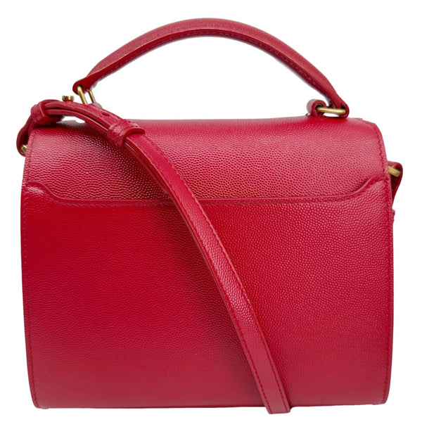 YVES SAINT LAURENT Cassandra Mini Grain De Poudre Leather Top Handle Shoulder Bag Red