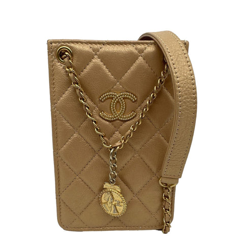 Chanel Quilted Leather CC Crossbody Phone Holder