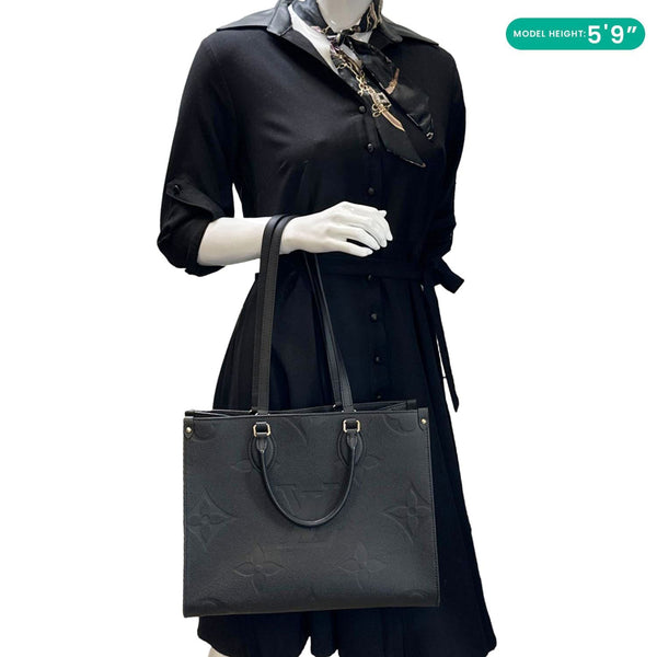 LOUIS VUITTON Onthego MM Giant Monogram Empreinte Shoulder Bag Black