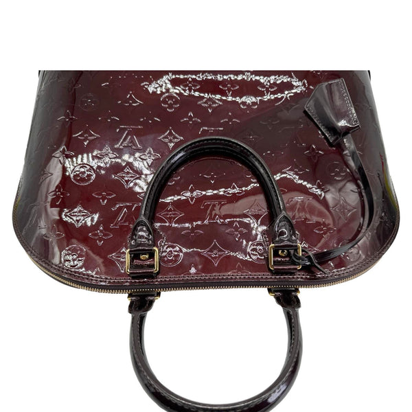 LOUIS VUITTON Alma GM Monogram Vernis Leather Satchel Bag Amarante