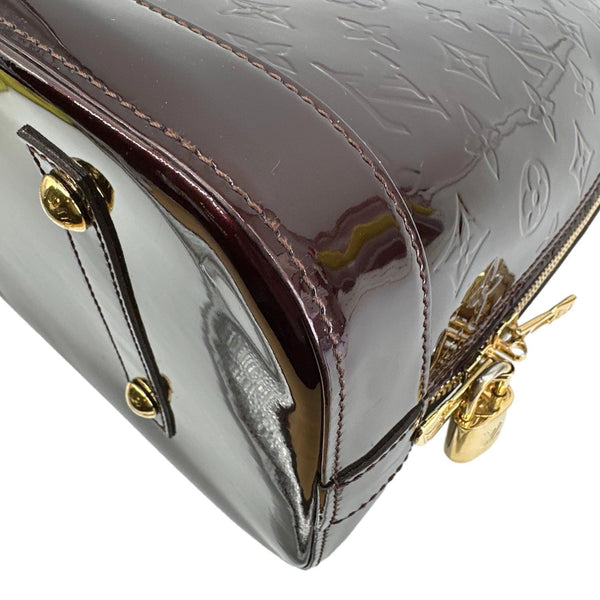 LOUIS VUITTON Alma GM Monogram Vernis Leather Satchel Bag Amarante