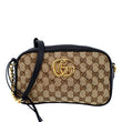 GUCCI GG Marmont Small Matelasse Canvas Leather Crossbody Bag Beige 447632