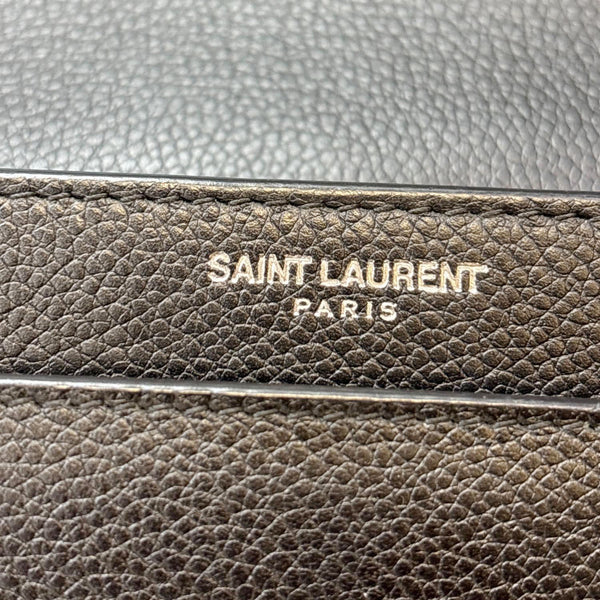 YVES SAINT LAURENT Sunset Medium Grain De Poudre Leather Shoulder Bag Black